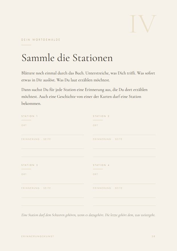 Journalseite Sammle die Stationen für das eigene Wortgemälde