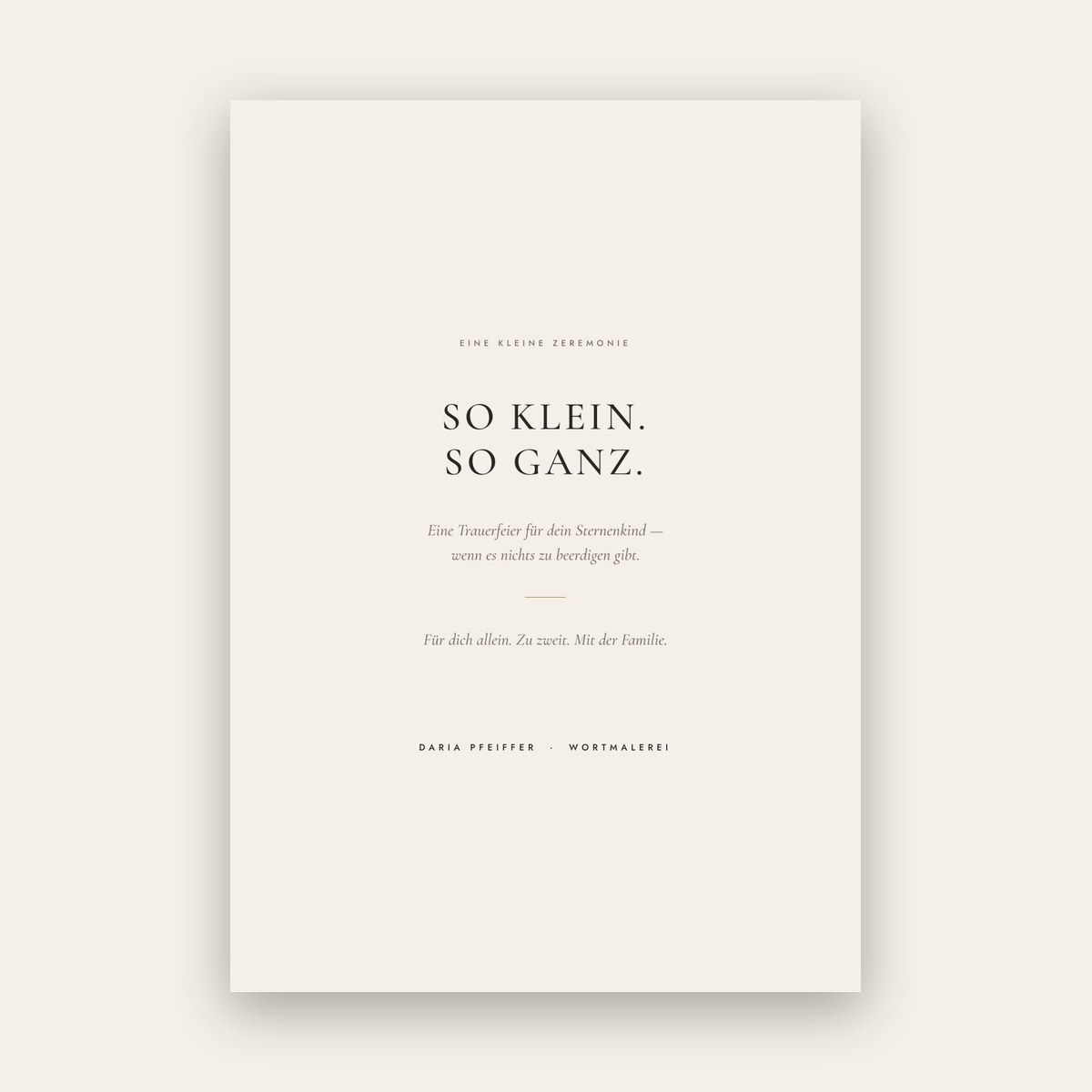 Cover: So klein. So ganz. — Eine Trauerfeier für dein Sternenkind